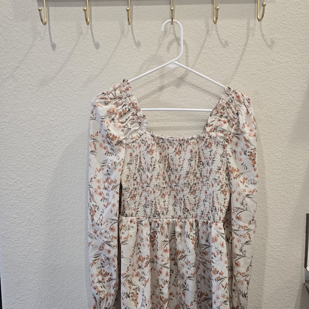 Floral Long Sleeve Smocked Shirt